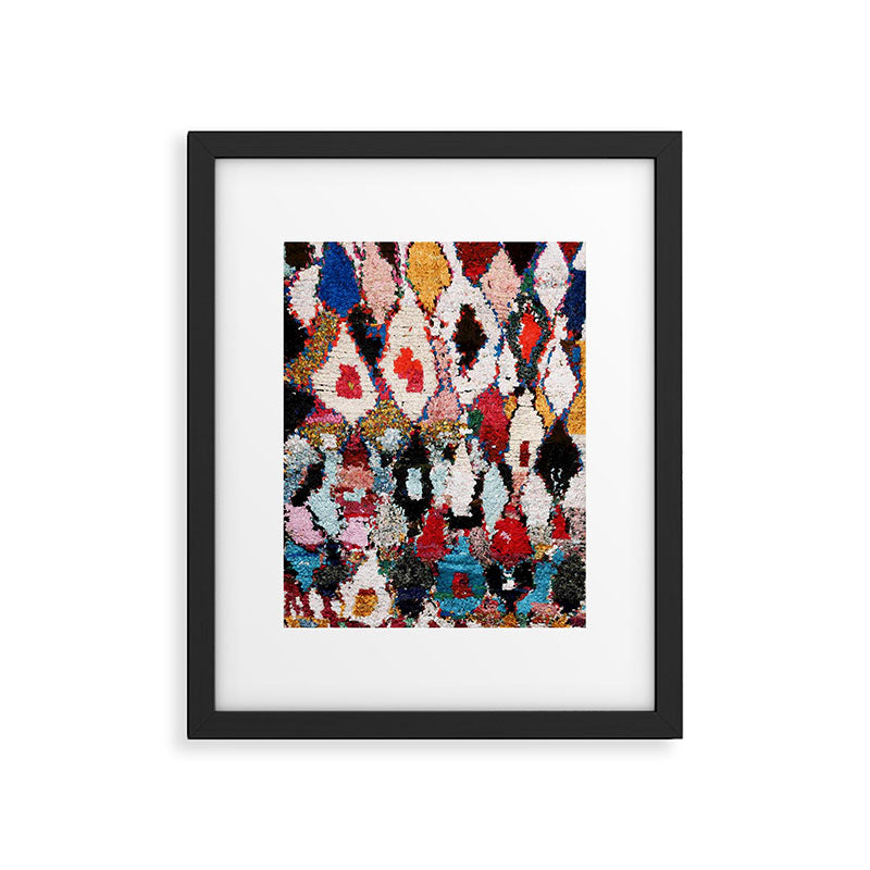 Antique Moroccan Boucherouitte Rug Print Framed Art Print Gallery Image 4