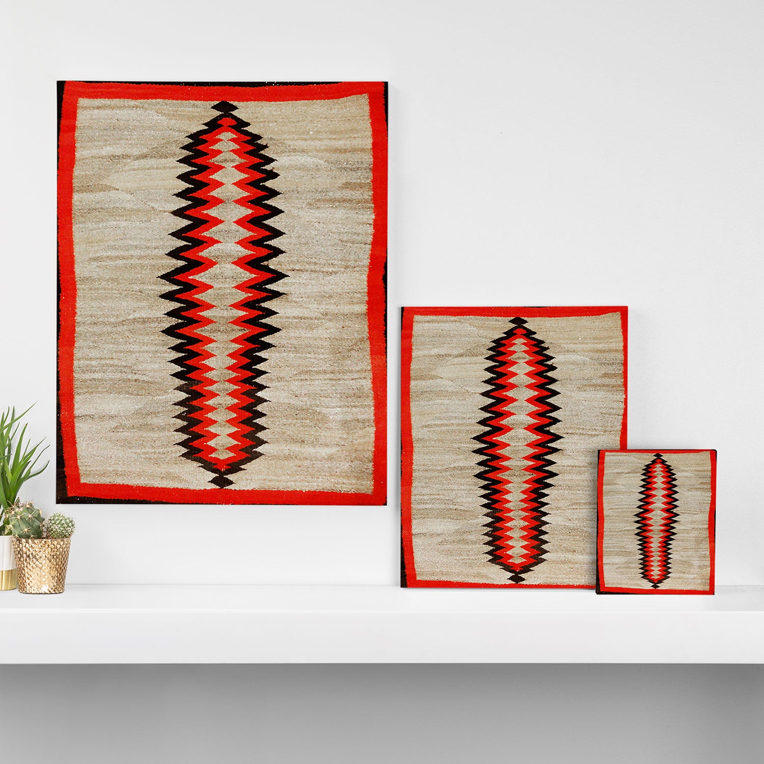 Antique Navajo Rug With Chevron Stripes Print Canvas Print Gallery Image 3