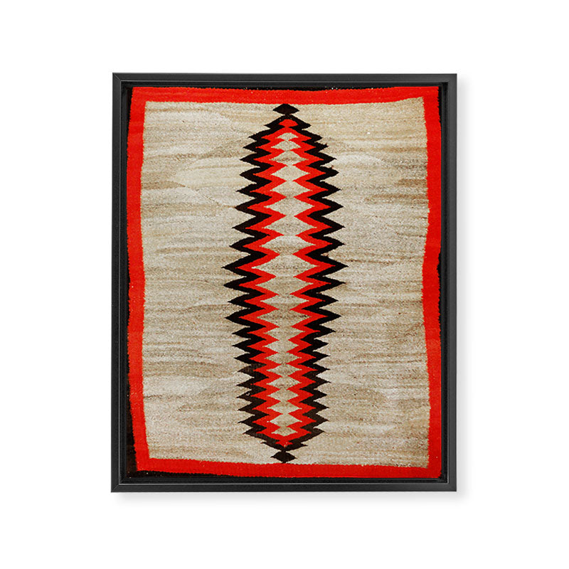 Antique Navajo Rug With Chevron Stripes Print Framed Canvas Print Gallery Image 3