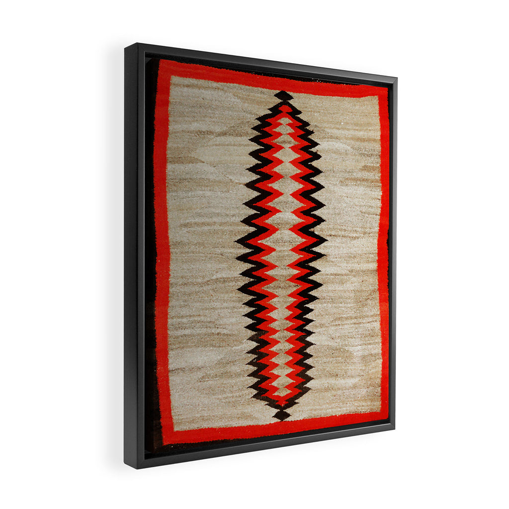 Antique Navajo Rug With Chevron Stripes Print Framed Canvas Print Gallery Image 2