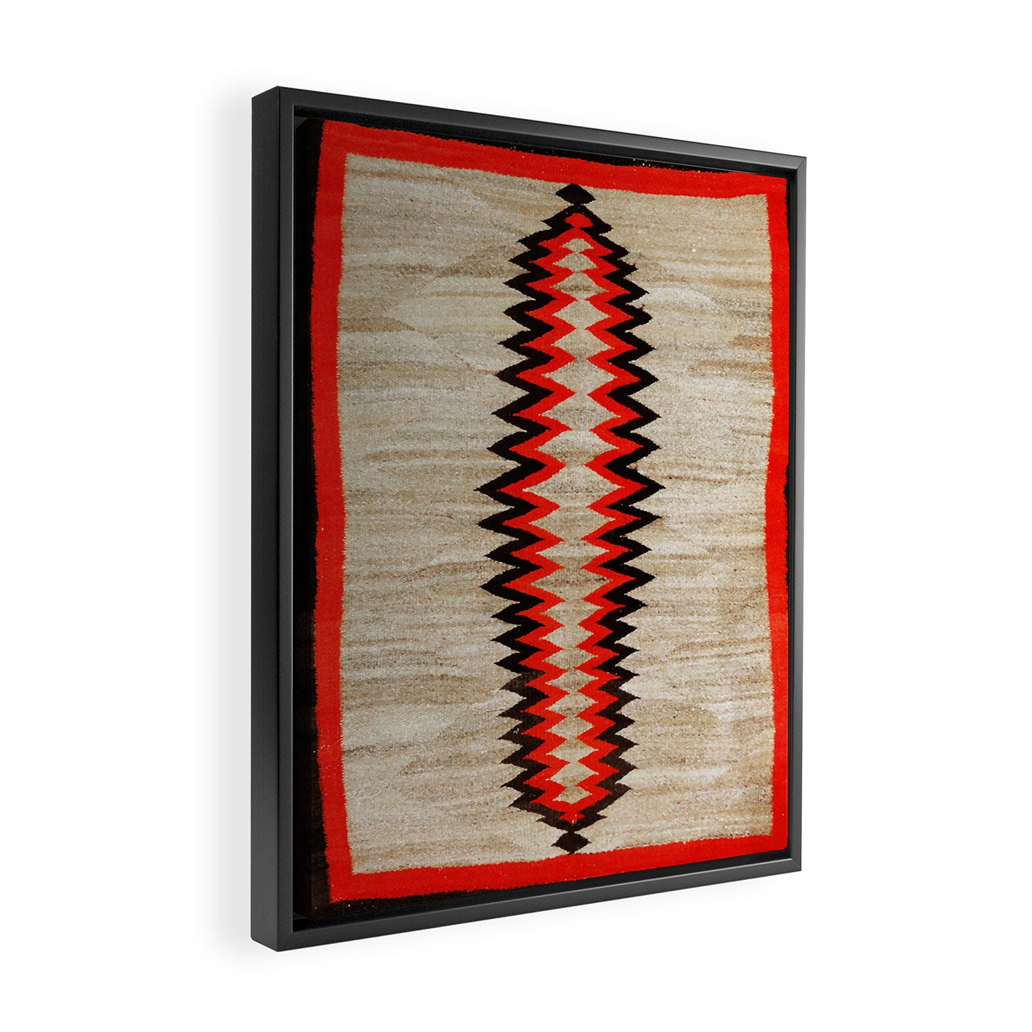 Antique Navajo Rug With Chevron Stripes Print Framed Canvas Print Gallery Image 2