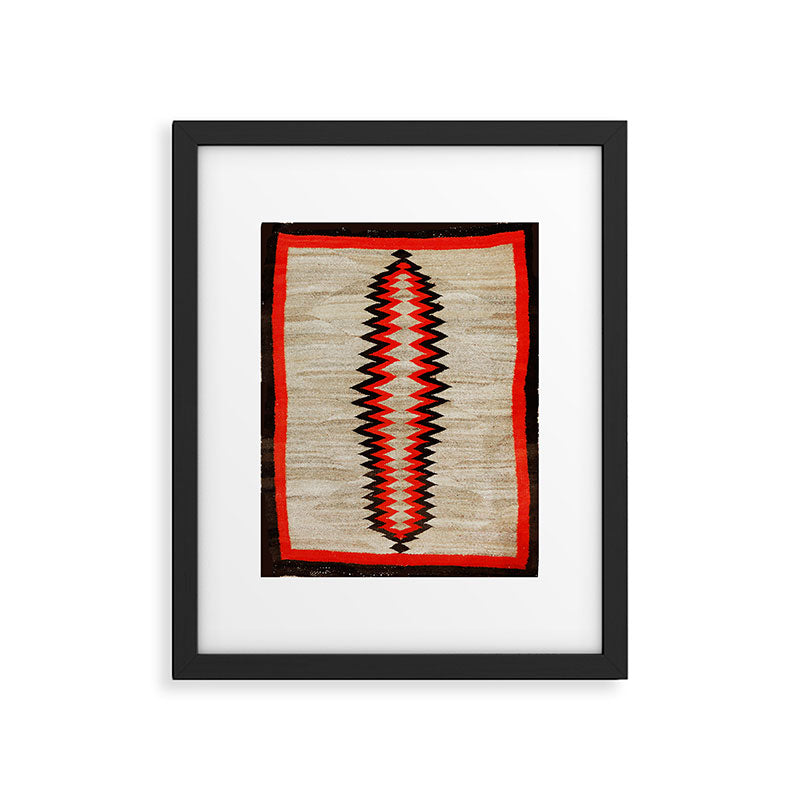 Antique Navajo Rug With Chevron Stripes Print Framed Art Print Gallery Image 4