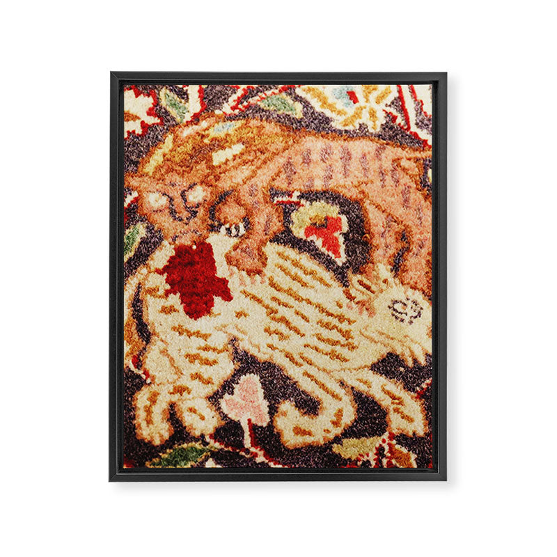 Antique Persian Animal Rug Print Framed Canvas Print Gallery Image 3