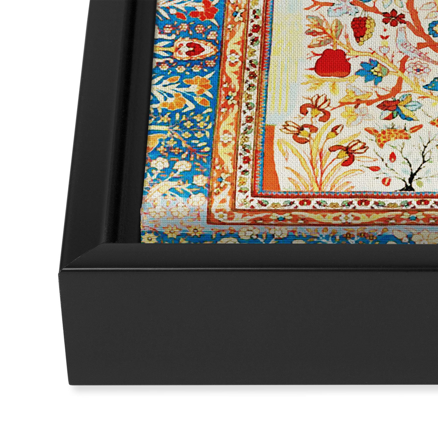 Antique Persian Garden Rug With Birds Print Framed Canvas Print Gallery Image 3