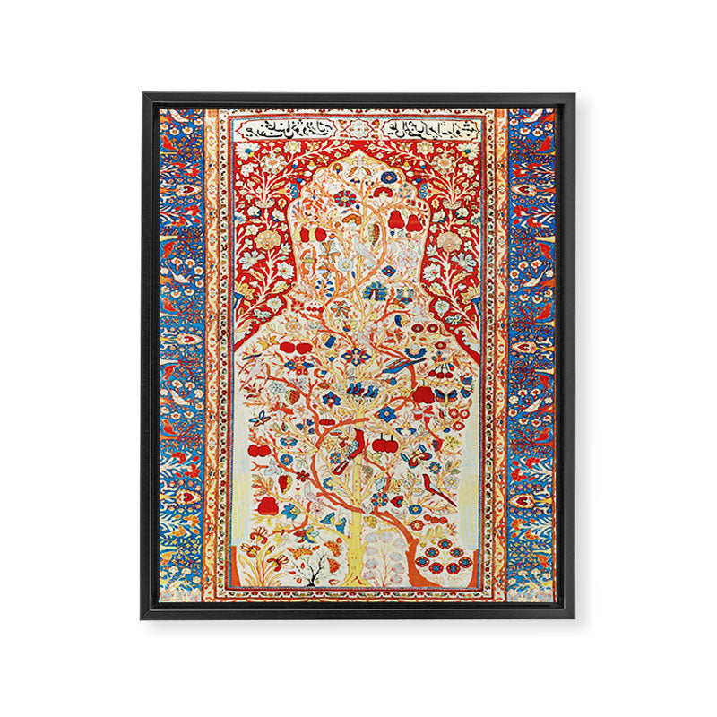 Antique Persian Garden Rug With Birds Print Framed Canvas Print Gallery Image 3