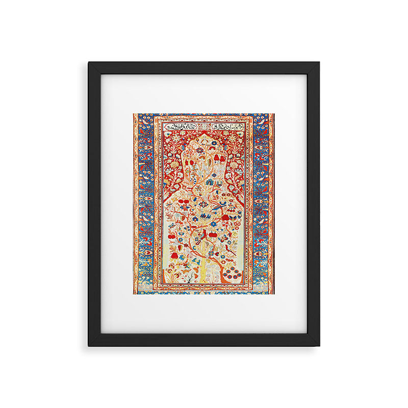 Antique Persian Garden Rug With Birds Print Framed Art Print Gallery Image 4