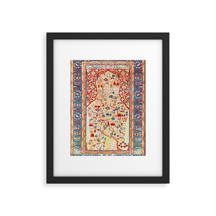 Antique Persian Garden Rug With Birds Print Framed Art Print Gallery Image 1