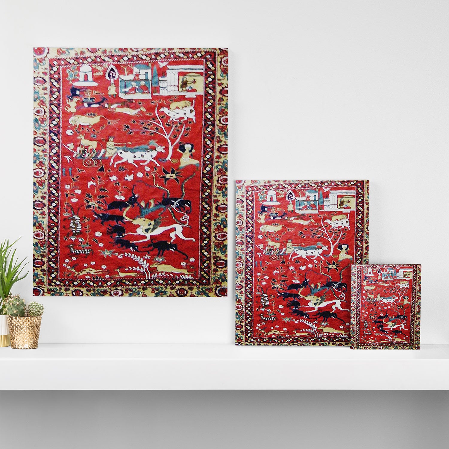 Antique Persian Hunting Rug Canvas Print Gallery Image 3