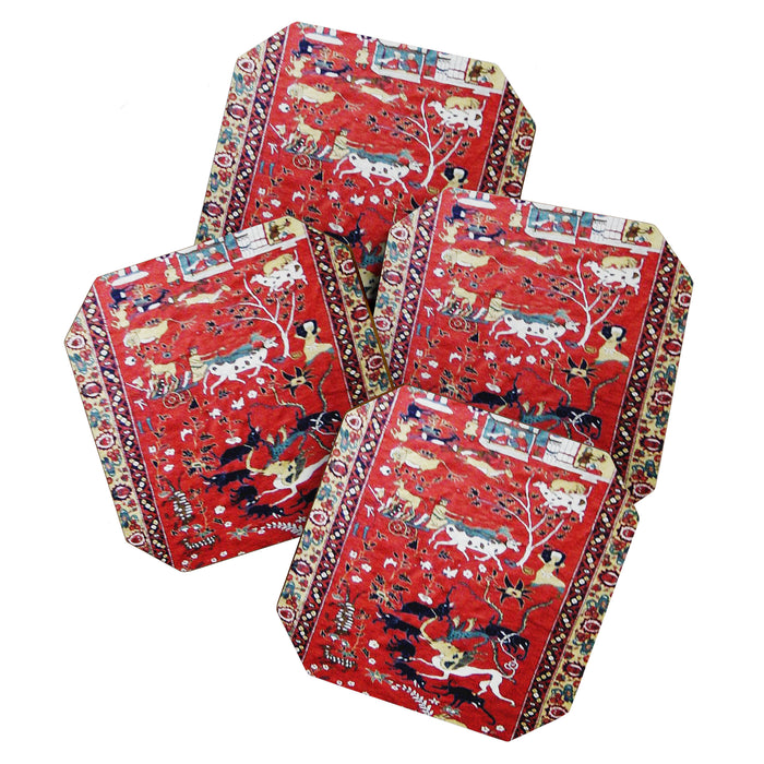 Antique Persian Hunting Rug Coaster Gallery Image 1