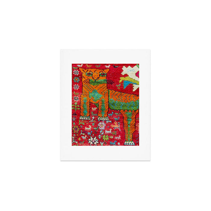 Antique Persian Hunting Rug With Lion Print Art Print Gallery Image 1