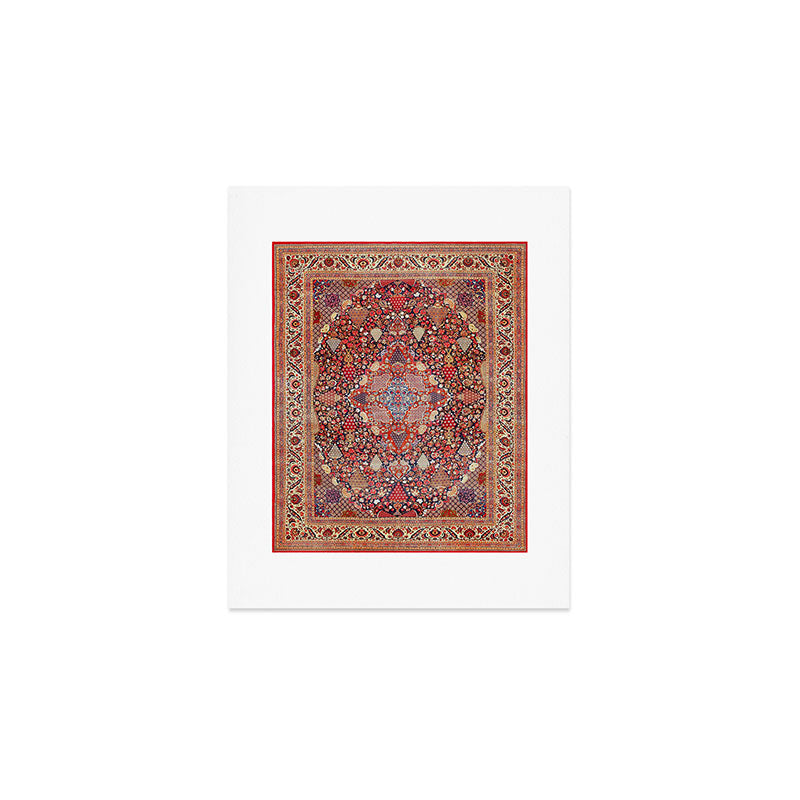 Antique Persian Kashan Dabir Rug Print Art Print Gallery Image 1