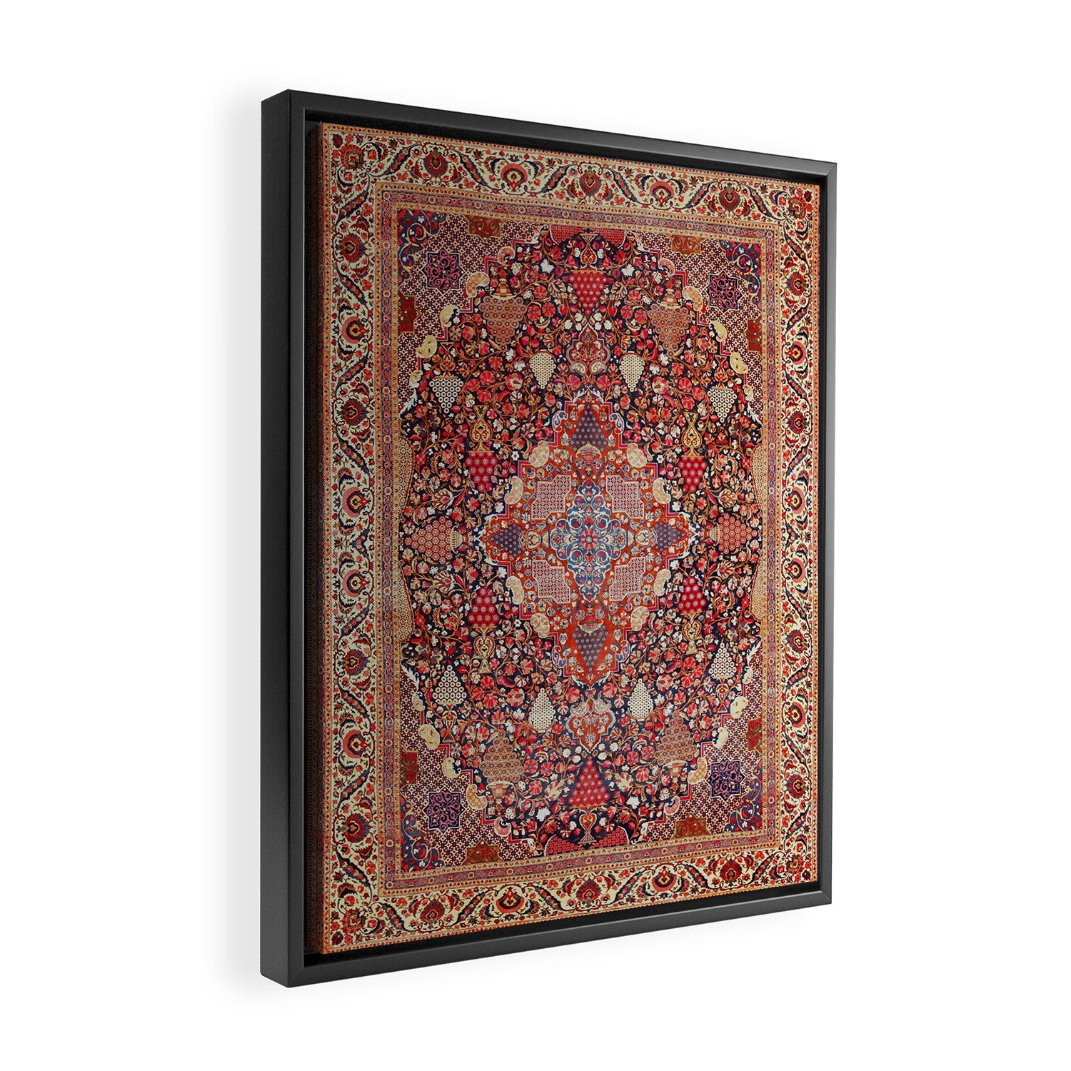 Antique Persian Kashan Dabir Rug Print Framed Canvas Print Gallery Image 2