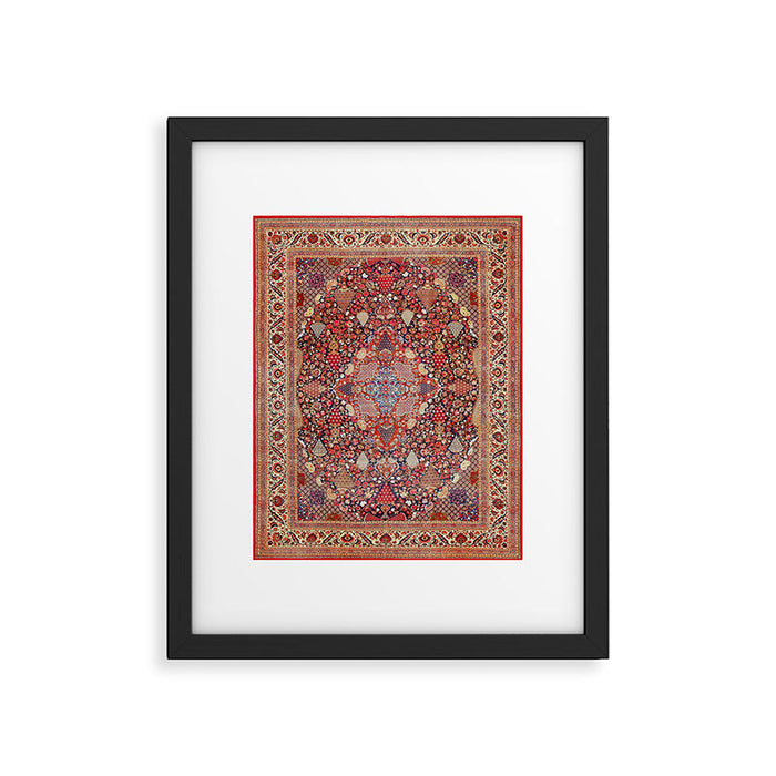 Antique Persian Kashan Dabir Rug Print Framed Art Print Gallery Image 1