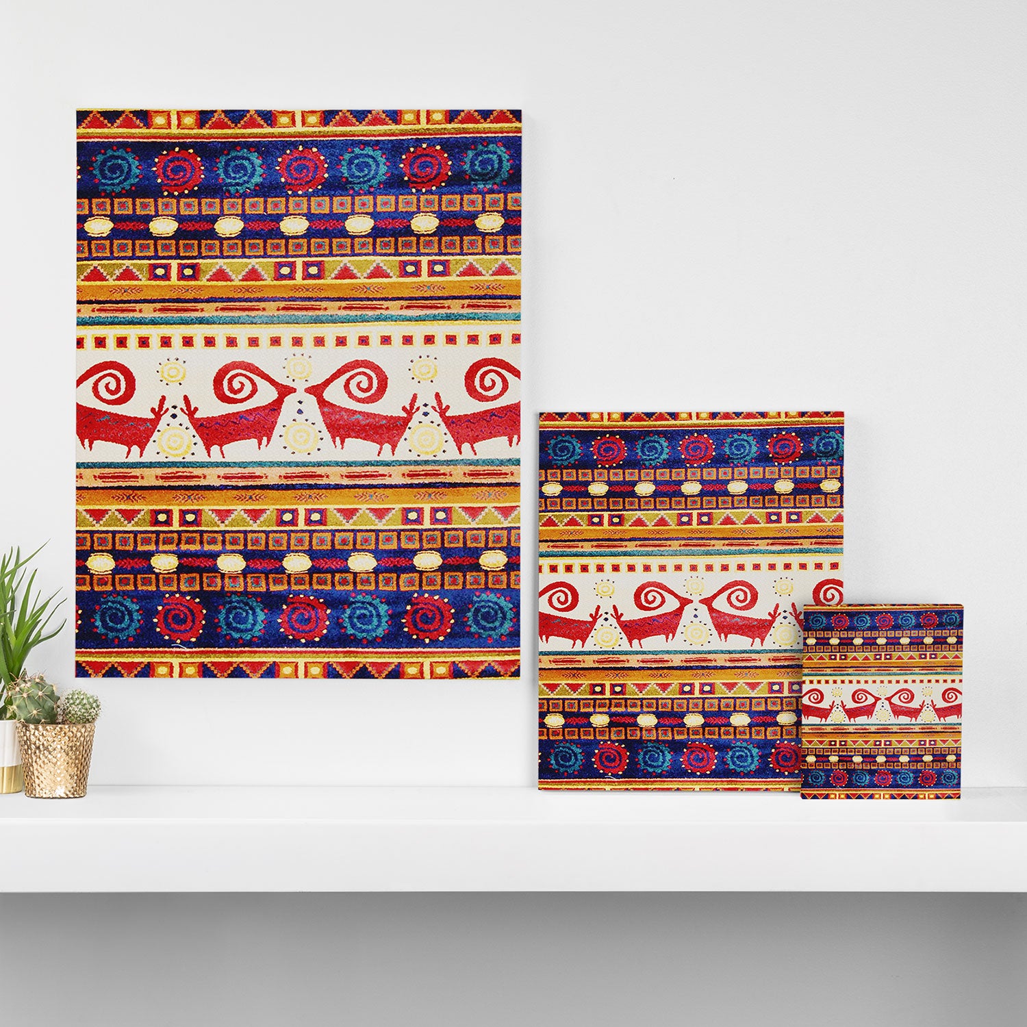 Antique Persian Rug Print With Abstract Quadrupeds Canvas Print Gallery Image 3