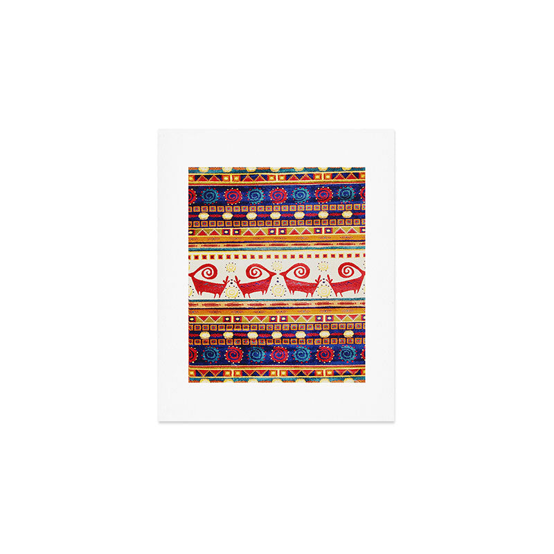 Antique Persian Rug Print With Abstract Quadrupeds Art Print Gallery Image 1