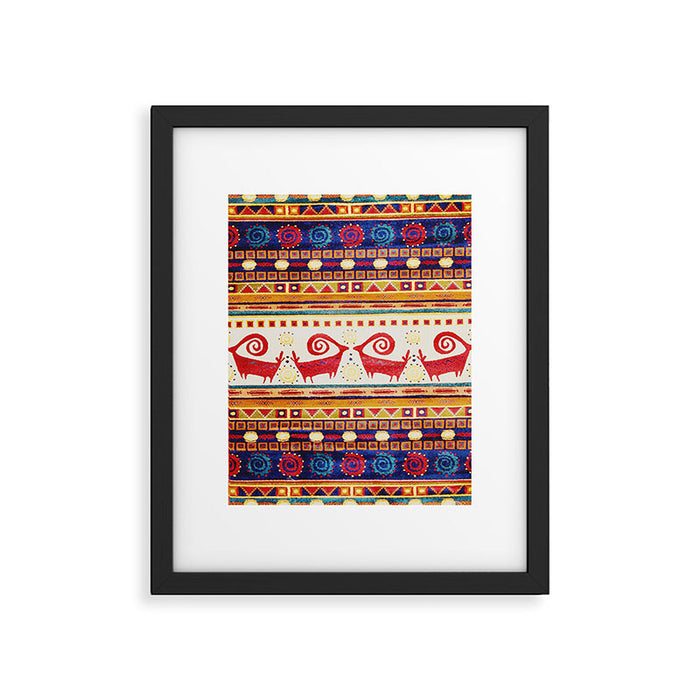 Antique Persian Rug Print With Abstract Quadrupeds Framed Art Print Gallery Image 1