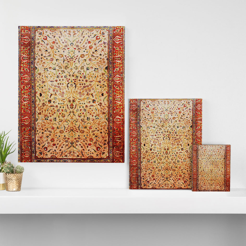 Antique Persian Rug Print With Gold Field Canvas Print Gallery Image 3
