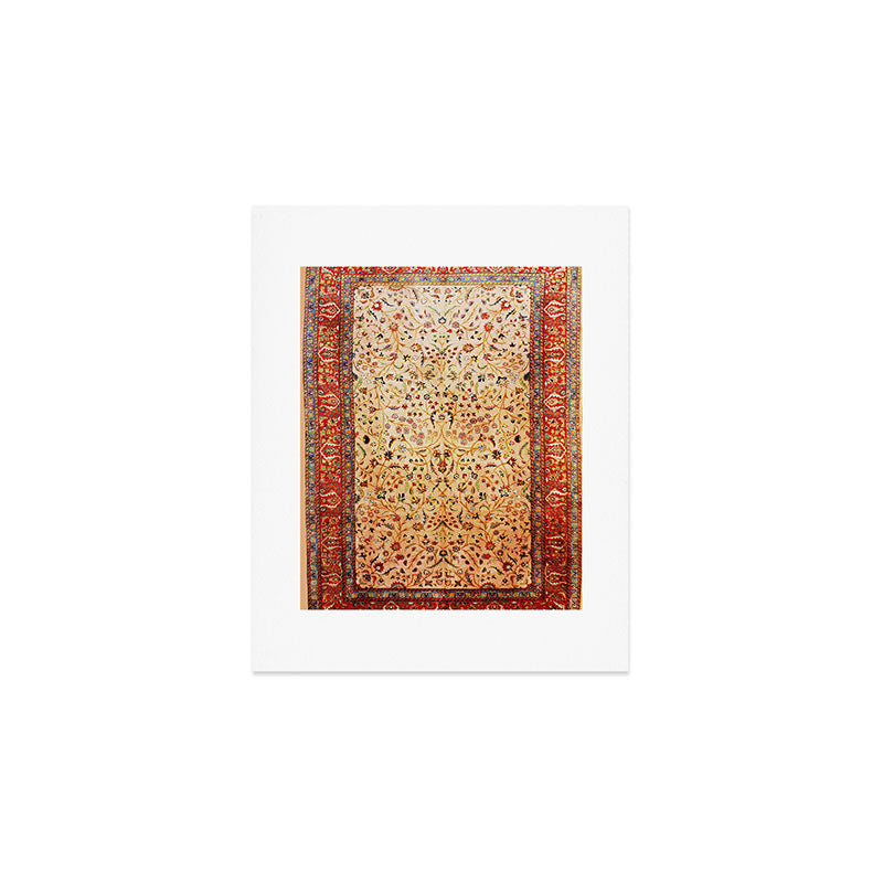 Antique Persian Rug Print With Gold Field Art Print Gallery Image 1