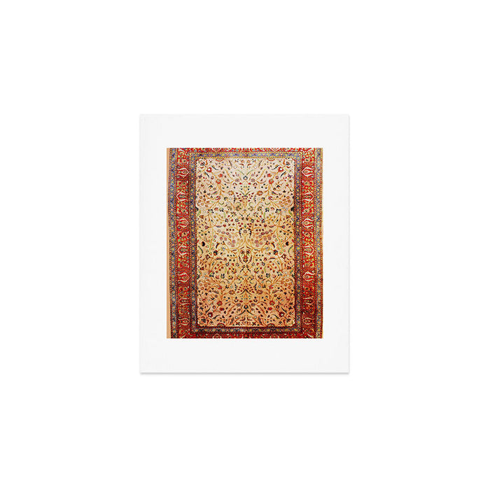 Antique Persian Rug Print With Gold Field Art Print Gallery Image 1