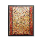 Antique Persian Rug Print With Gold Field Framed Canvas Print Gallery Image 3