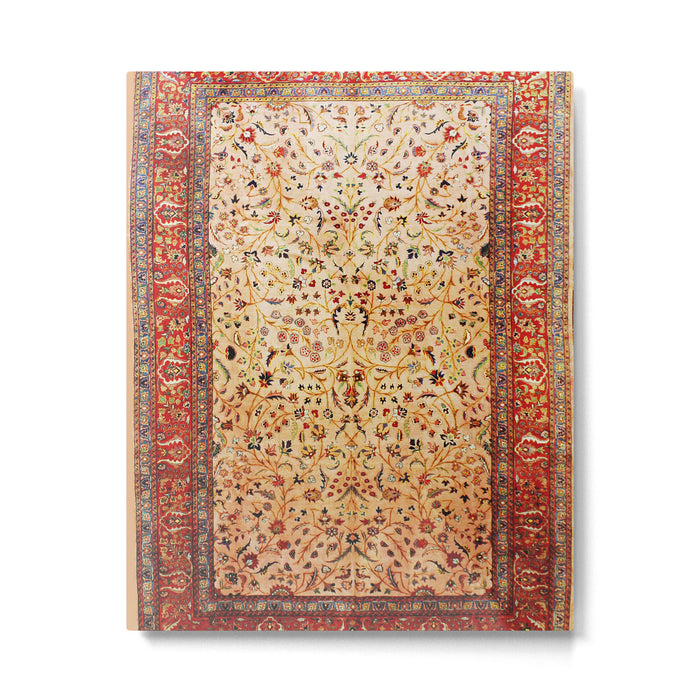 Antique Persian Rug Print With Gold Field Metal Print Gallery Image 1