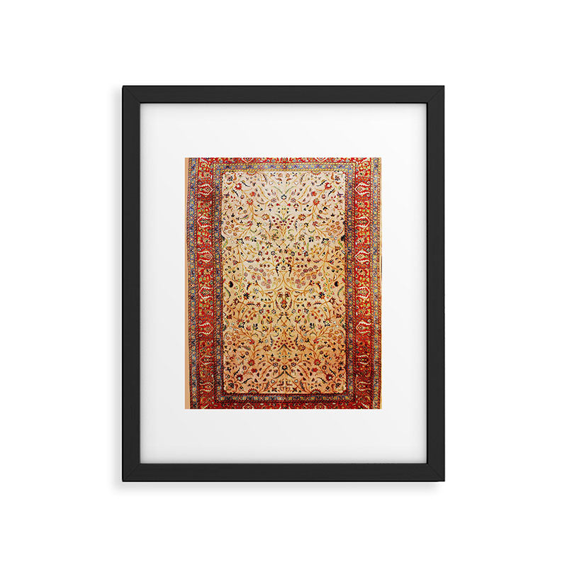 Antique Persian Rug Print With Gold Field Framed Art Print Gallery Image 4