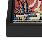 Antique Persian Rug Print with Peacock & Deer Framed Canvas Print Gallery Image 3