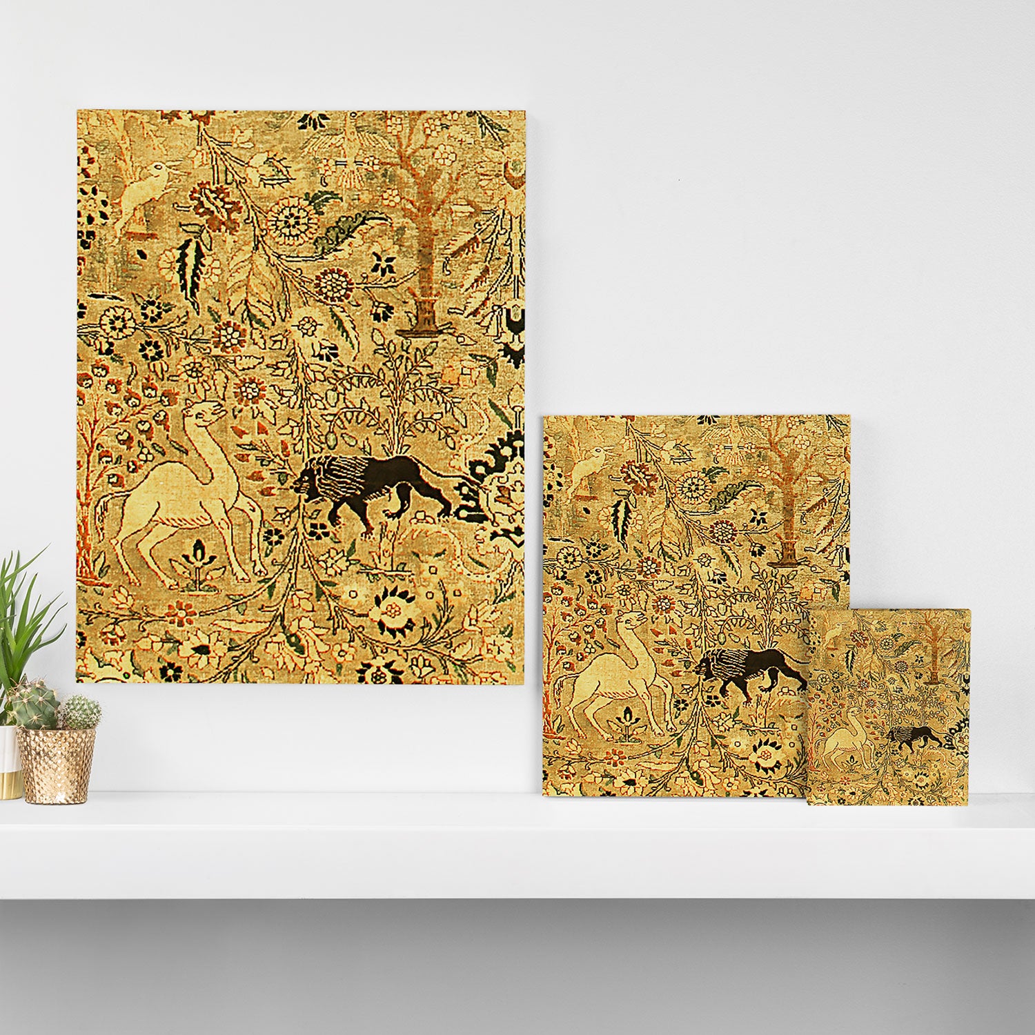 Antique Persian Tabriz Animal Rug Print Canvas Print Gallery Image 3