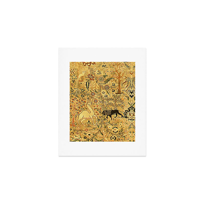 Antique Persian Tabriz Animal Rug Print Art Print Gallery Image 1