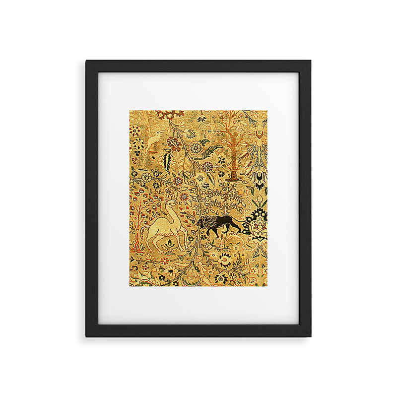 Antique Persian Tabriz Animal Rug Print Framed Art Print Gallery Image 6