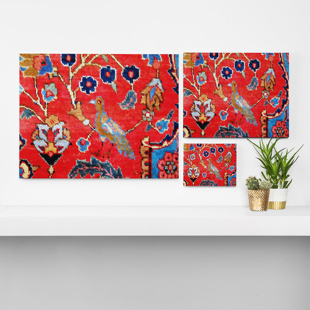 Antique Persian Tabriz Carpet Print With Bird Canvas Print Gallery Image 3