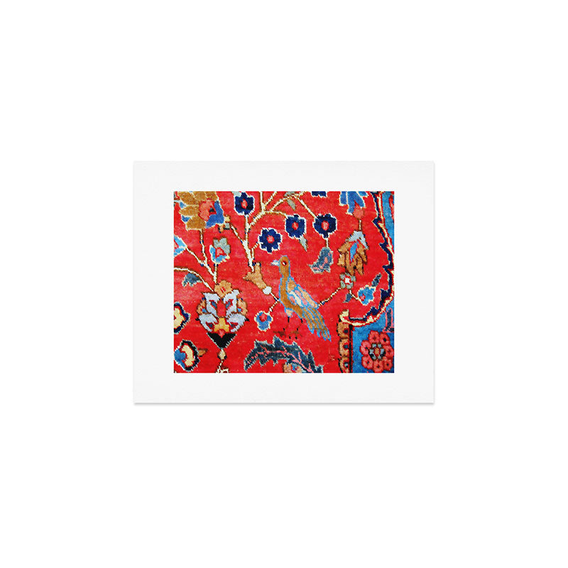 Antique Persian Tabriz Carpet Print With Bird Art Print Gallery Image 1