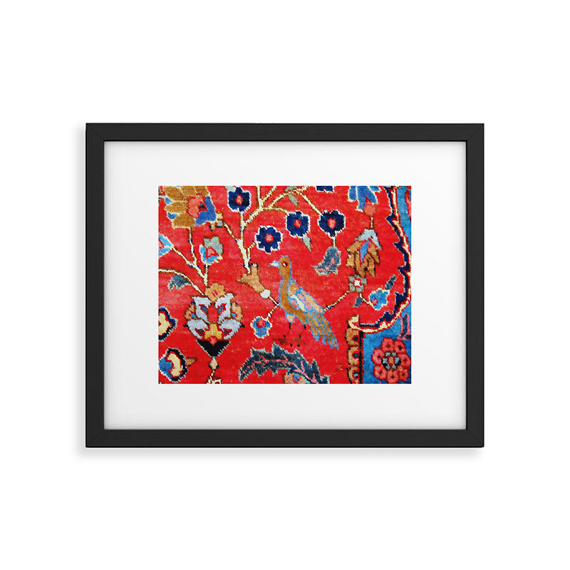 Antique Persian Tabriz Carpet Print With Bird Framed Art Print Gallery Image 5