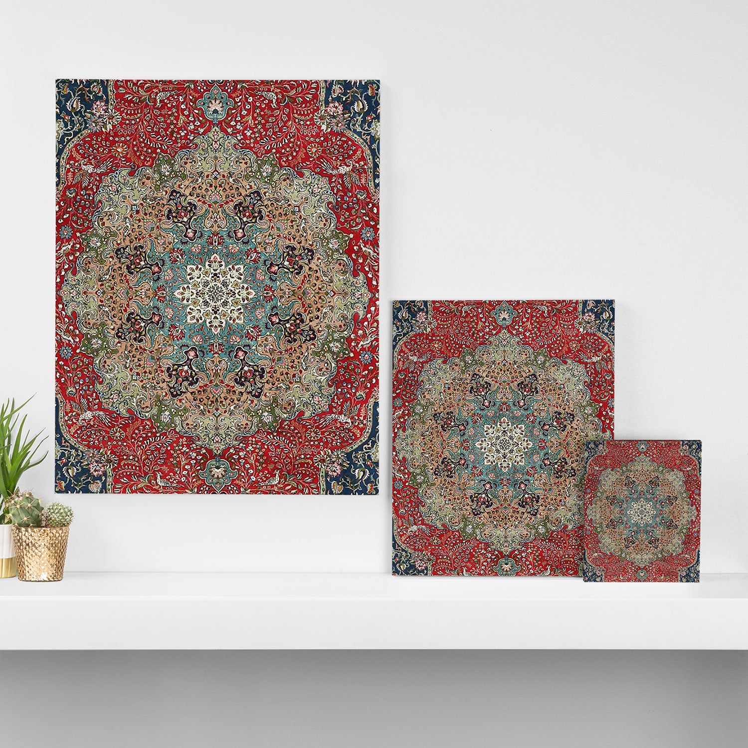 Antique Red Blue Black Persian Carpet Print Canvas Print Gallery Image 3