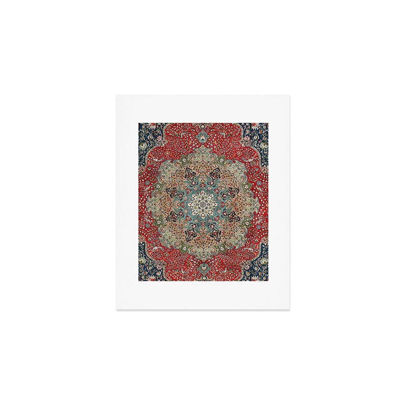 Antique Red Blue Black Persian Carpet Print Art Print Gallery Image 1