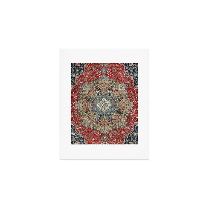 Antique Red Blue Black Persian Carpet Print Art Print Gallery Image 1