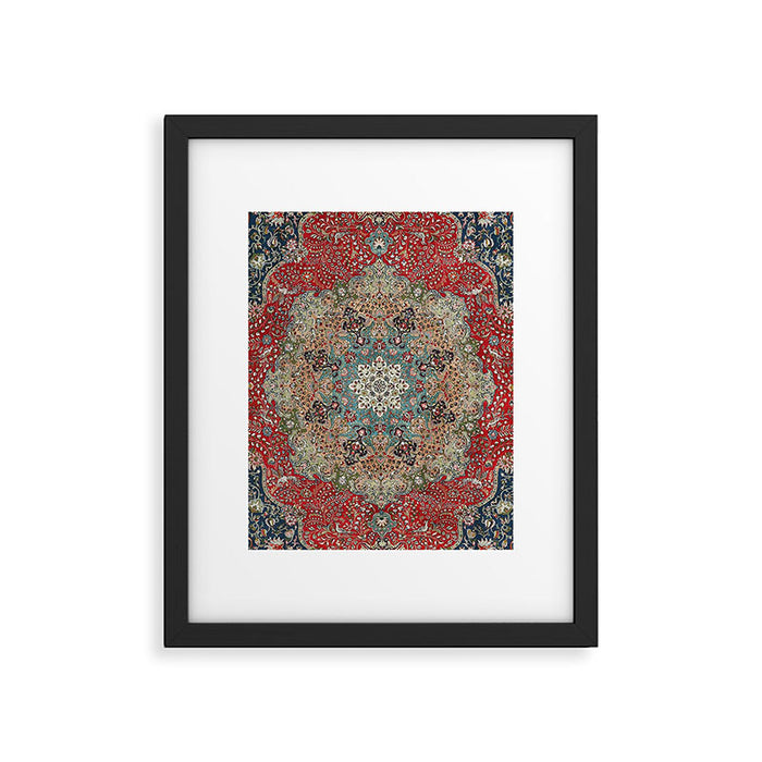 Antique Red Blue Black Persian Carpet Print Framed Art Print Gallery Image 1