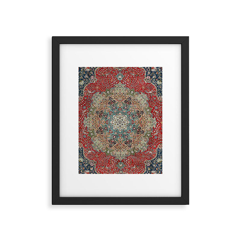 Antique Red Blue Black Persian Carpet Print Framed Art Print Gallery Image 4
