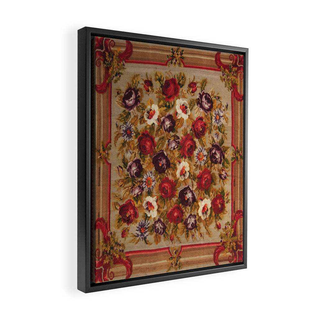 Antique Russian Bessarabian Floral Rug Print Framed Canvas Print Gallery Image 2