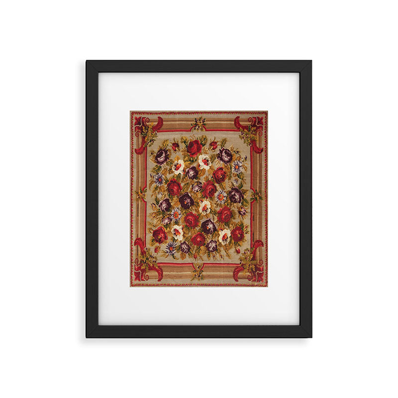 Antique Russian Bessarabian Floral Rug Print Framed Art Print Gallery Image 4