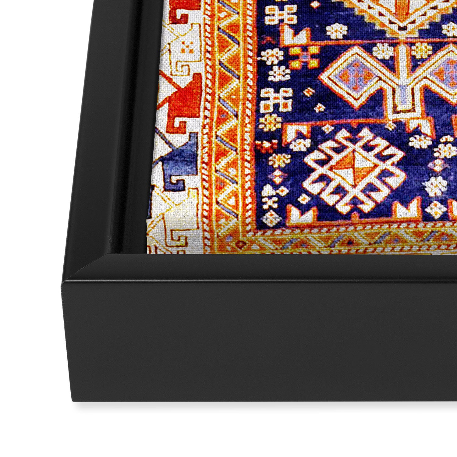Antique Shirvan Rug With Abstract Peacock Print Framed Canvas Print Gallery Image 3