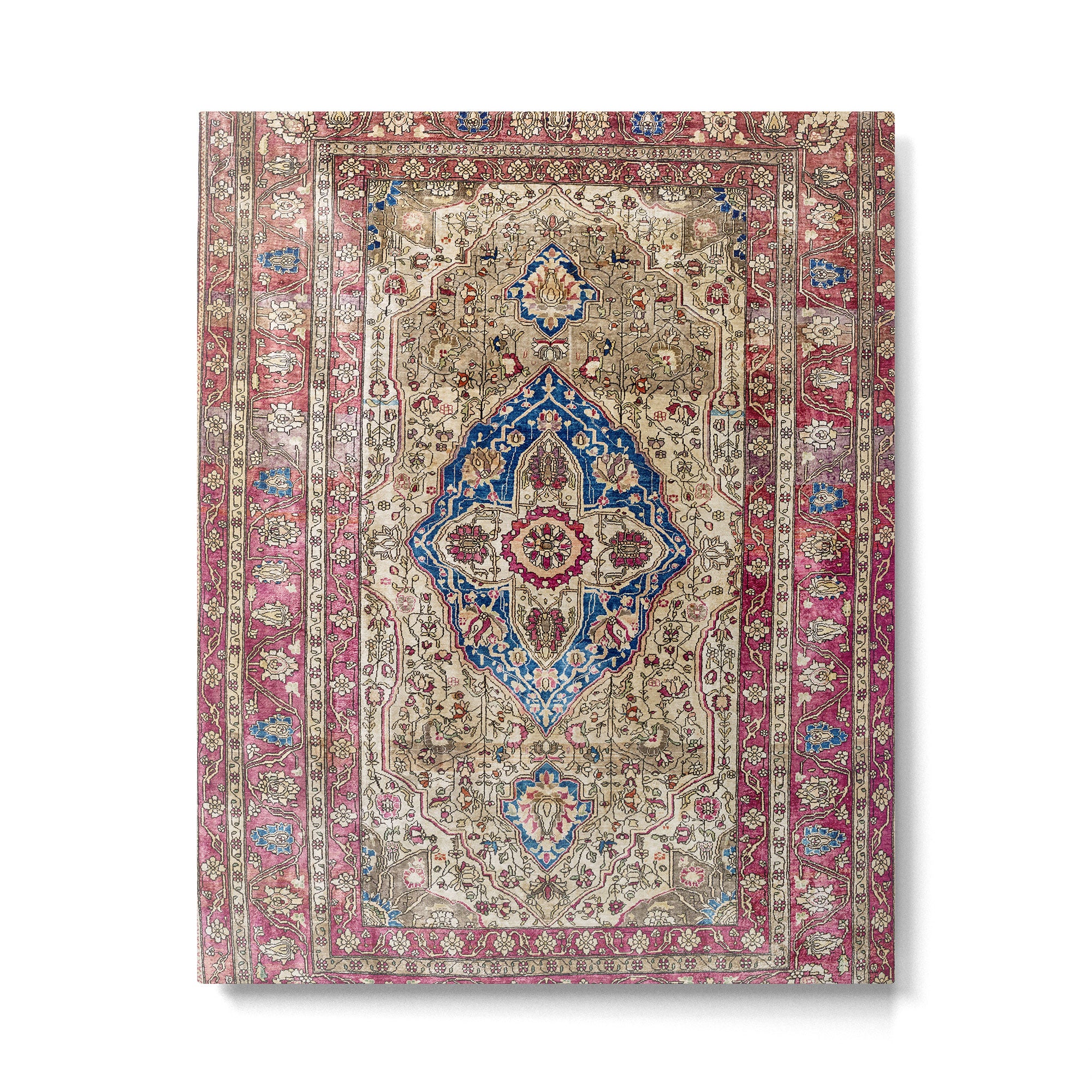 Antique Silk Kashan Persian Rug Print Metal Print Gallery Image 4