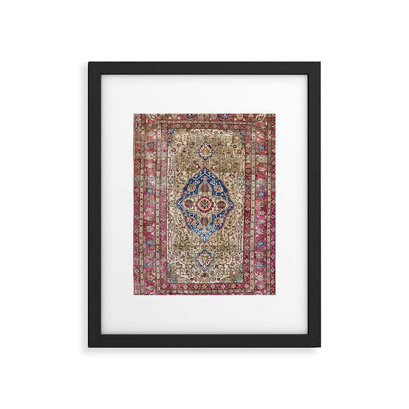Antique Silk Kashan Persian Rug Print Framed Art Print Gallery Image 5