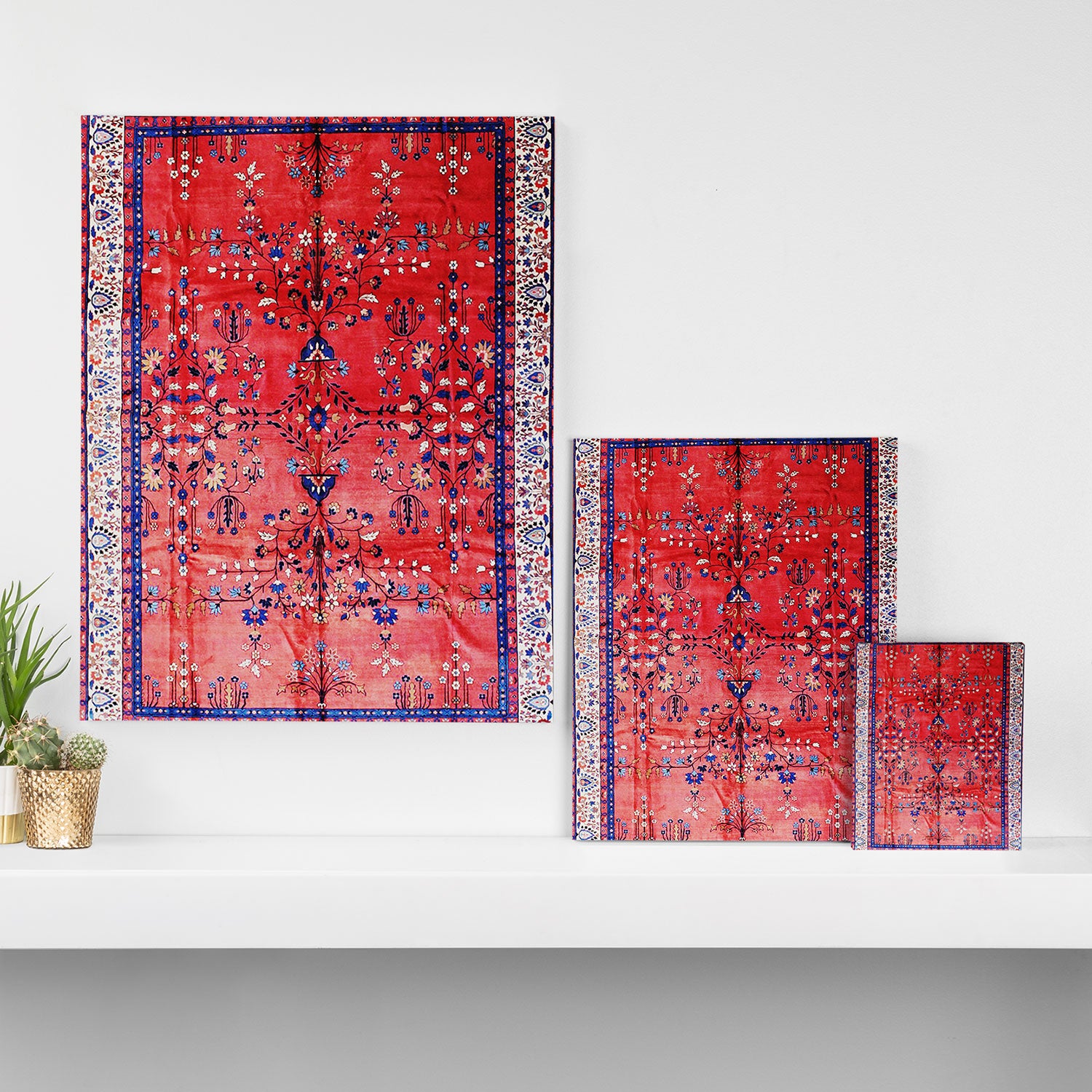 Antique Tabriz Persian Rug Print With Red Field Canvas Print Gallery Image 3