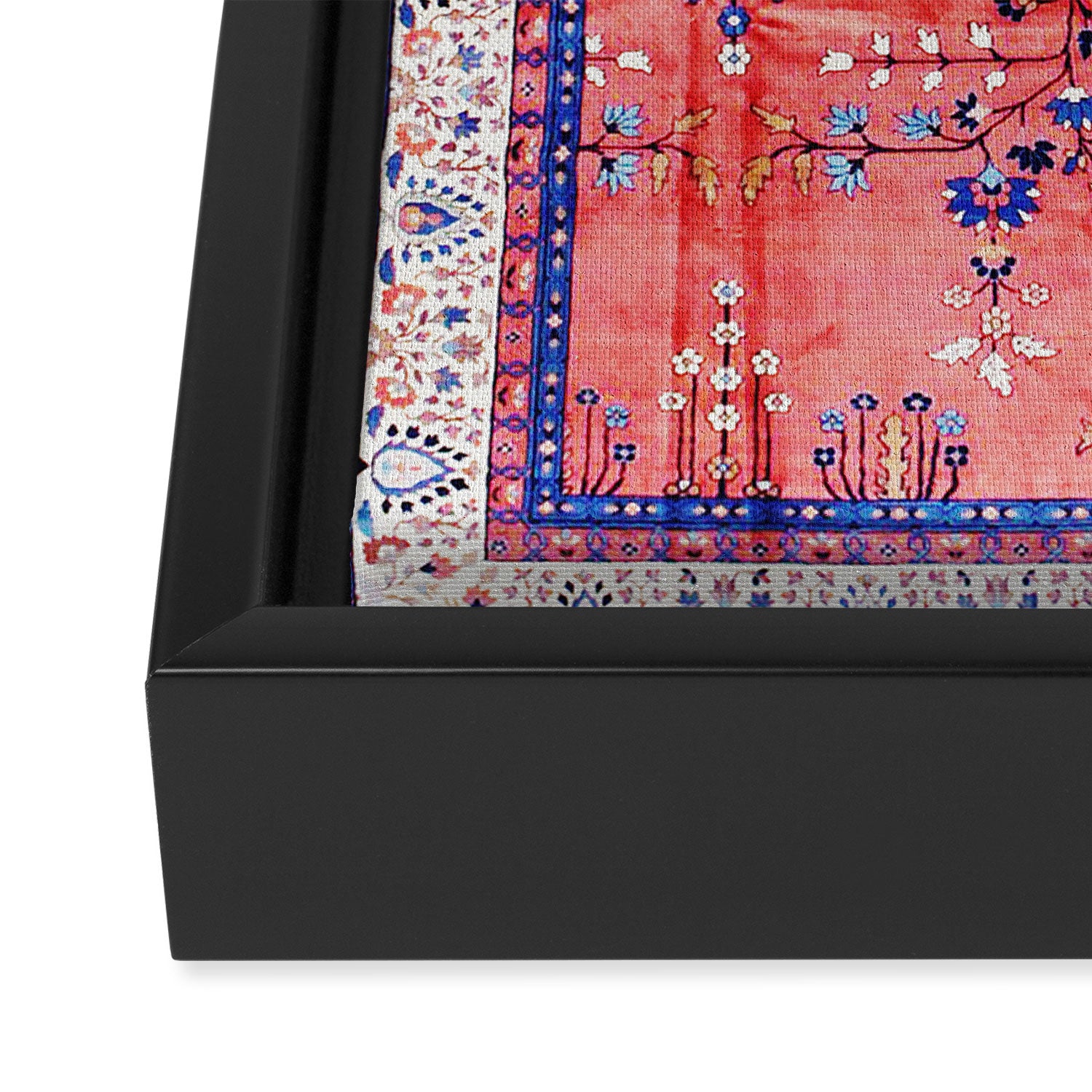 Antique Tabriz Persian Rug Print With Red Field Framed Canvas Print Gallery Image 3