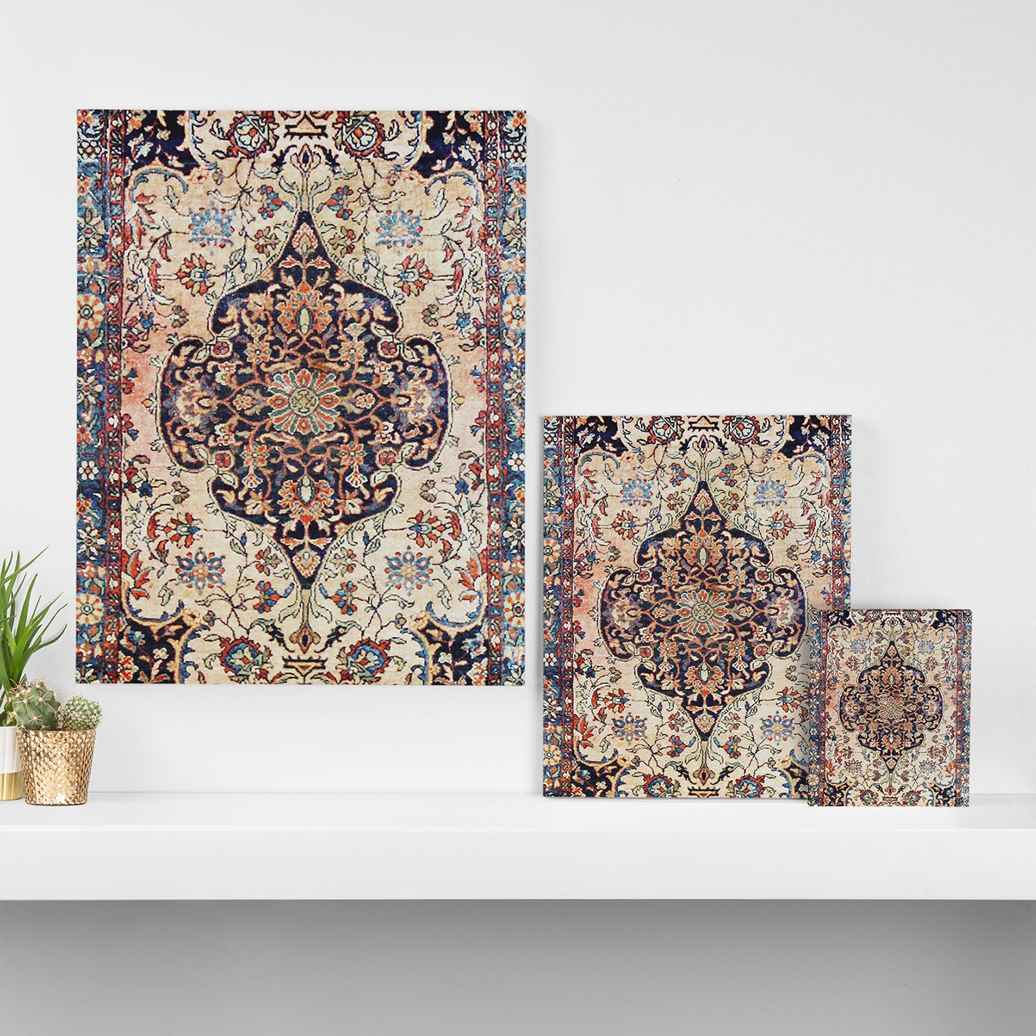 Antique Tabriz Rug Print With Abrashed Field Canvas Print Gallery Image 3