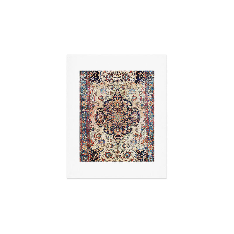 Antique Tabriz Rug Print With Abrashed Field Art Print Gallery Image 1