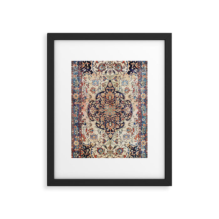 Antique Tabriz Rug Print With Abrashed Field Framed Art Print Gallery Image 1