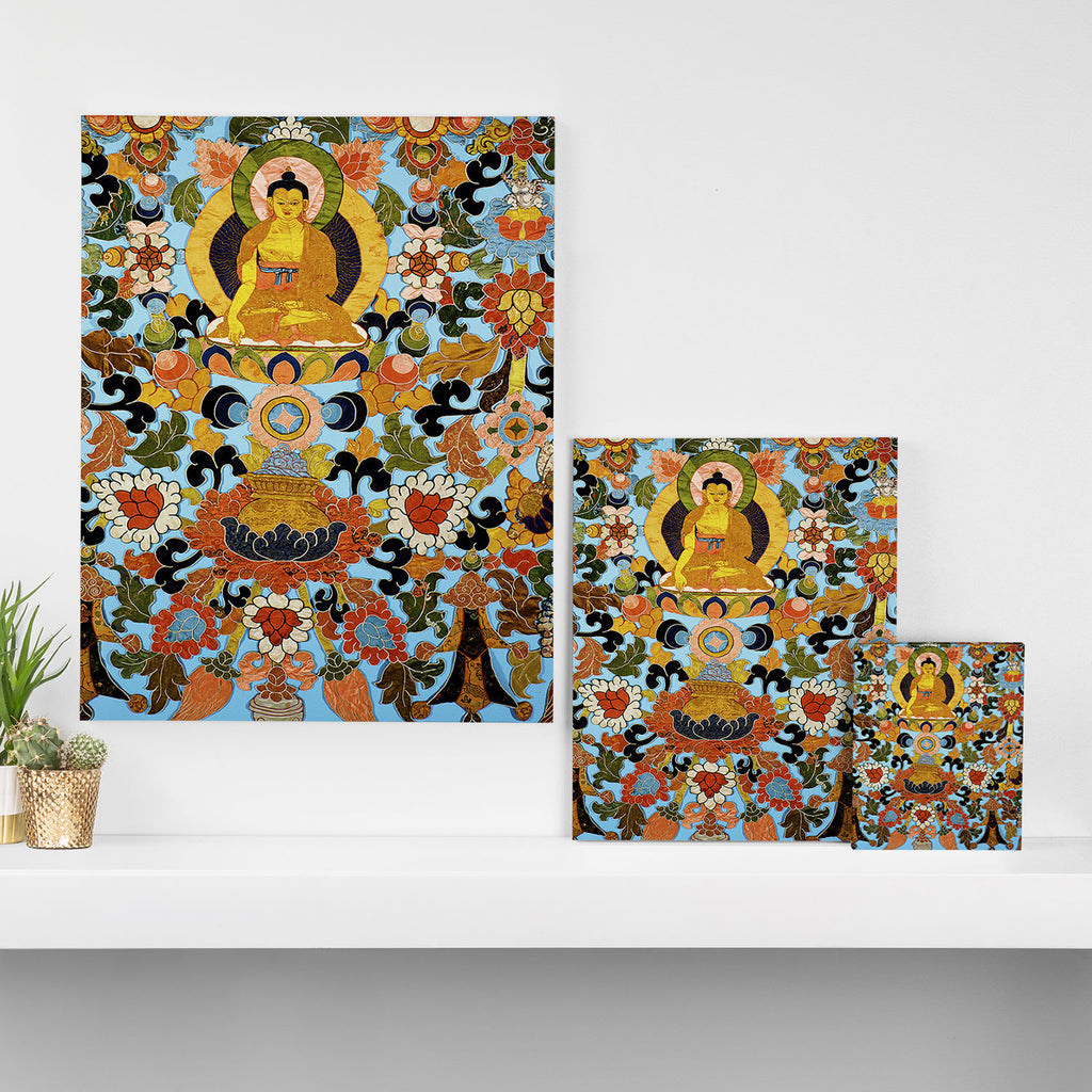 Antique Tibetan Floral Textile Print Canvas Print Gallery Image 3
