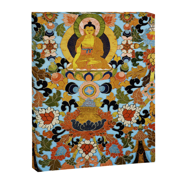 Antique Tibetan Floral Textile Print Canvas Print Gallery Image 1
